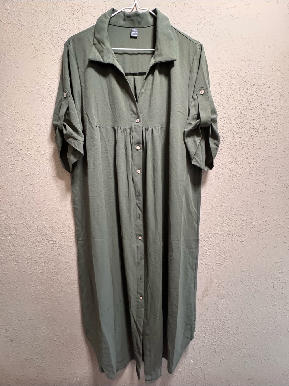 SHEIN Olive Green Shirt with Label Detail